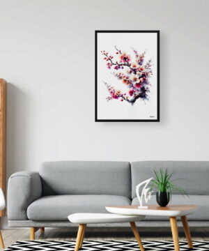 Cherry Blossom (Sakura) Watercolour Painting Style Art Print - Illustration Framed Plant Wall Art 20 Cherry Blossom (Sakura) Watercolour Painting Style Art Print - Illustration Framed Plant Wall Art - Image 7