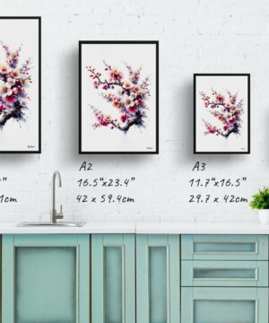 Cherry Blossom (Sakura) Watercolour Painting Style Art Print - Illustration Framed Plant Wall Art 25 Cherry Blossom (Sakura) Watercolour Painting Style Art Print - Illustration Framed Plant Wall Art - Image 12