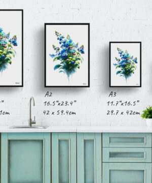 Chinese Forget-me-not (Cynoglossum) Watercolour Painting Style Art Print - Illustration Framed Plant Wall Art 21 Chinese Forget-me-not (Cynoglossum) Watercolour Painting Style Art Print - Illustration Framed Plant Wall Art - Image 8