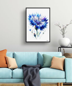 Cornflower (Centaurea cyanus) Watercolour Painting Style Art Print - Illustration Framed Plant Wall Art 19 Cornflower (Centaurea cyanus) Watercolour Painting Style Art Print - Illustration Framed Plant Wall Art - Image 6