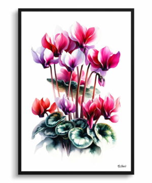 Cyclamen Persicum (Cyclamen) Watercolour Painting Style Art Print - Illustration Framed Plant Wall Art 22 Cyclamen Persicum (Cyclamen) Watercolour Painting Style Art Print - Illustration Framed Plant Wall Art - Image 9