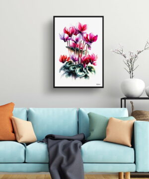 Cyclamen Persicum (Cyclamen) Watercolour Painting Style Art Print - Illustration Framed Plant Wall Art 19 Cyclamen Persicum (Cyclamen) Watercolour Painting Style Art Print - Illustration Framed Plant Wall Art - Image 6