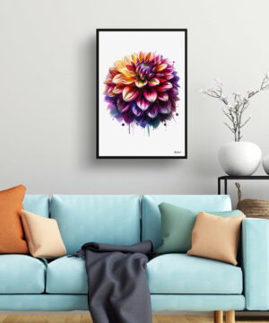Dahlia (Asteraceae) Watercolour Painting Style Art Print - Illustration Framed Plant Wall Art 19 Dahlia (Asteraceae) Watercolour Painting Style Art Print - Illustration Framed Plant Wall Art - Image 6