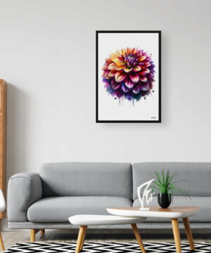 Dahlia (Asteraceae) Watercolour Painting Style Art Print - Illustration Framed Plant Wall Art 20 Dahlia (Asteraceae) Watercolour Painting Style Art Print - Illustration Framed Plant Wall Art - Image 7