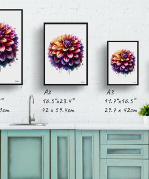 Dahlia (Asteraceae) Watercolour Painting Style Art Print - Illustration Framed Plant Wall Art 21 Dahlia (Asteraceae) Watercolour Painting Style Art Print - Illustration Framed Plant Wall Art - Image 8