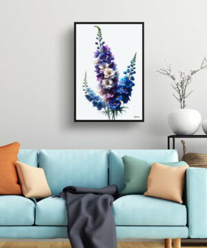 Delphinium (Larkspur) Watercolour Painting Style Art Print - Illustration Framed Plant Wall Art 23 Delphinium (Larkspur) Watercolour Painting Style Art Print - Illustration Framed Plant Wall Art - Image 10