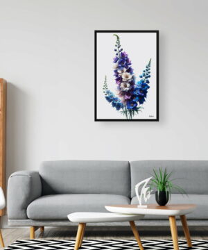 Delphinium (Larkspur) Watercolour Painting Style Art Print - Illustration Framed Plant Wall Art 24 Delphinium (Larkspur) Watercolour Painting Style Art Print - Illustration Framed Plant Wall Art - Image 11