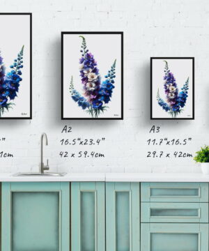 Delphinium (Larkspur) Watercolour Painting Style Art Print - Illustration Framed Plant Wall Art 25 Delphinium (Larkspur) Watercolour Painting Style Art Print - Illustration Framed Plant Wall Art - Image 12