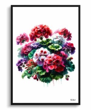 Geranium (Pelargoniums) Watercolour Painting Style Art Print - Illustration Framed Plant Wall Art 22 Geranium (Pelargoniums) Watercolour Painting Style Art Print - Illustration Framed Plant Wall Art - Image 9
