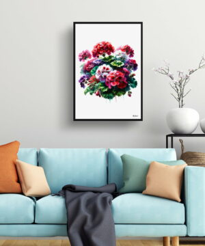 Geranium (Pelargoniums) Watercolour Painting Style Art Print - Illustration Framed Plant Wall Art 19 Geranium (Pelargoniums) Watercolour Painting Style Art Print - Illustration Framed Plant Wall Art - Image 6