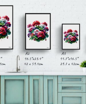 Geranium (Pelargoniums) Watercolour Painting Style Art Print - Illustration Framed Plant Wall Art 21 Geranium (Pelargoniums) Watercolour Painting Style Art Print - Illustration Framed Plant Wall Art - Image 8