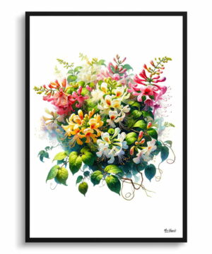 Honeysuckle (Lonicera) Watercolour Painting Style Art Print - Illustration Framed Plant Wall Art 22 Honeysuckle (Lonicera) Watercolour Painting Style Art Print - Illustration Framed Plant Wall Art - Image 9