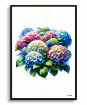 Hortensia (Hydrangea) Watercolour Painting Style Art Print - Illustration Framed Plant Wall Art 18 Hortensia (Hydrangea) Watercolour Painting Style Art Print - Illustration Framed Plant Wall Art - Image 5