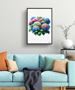 Hortensia (Hydrangea) Watercolour Painting Style Art Print - Illustration Framed Plant Wall Art 19 Hortensia (Hydrangea) Watercolour Painting Style Art Print - Illustration Framed Plant Wall Art - Image 6