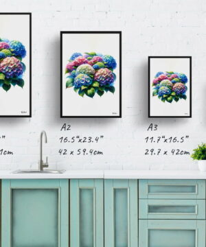 Hortensia (Hydrangea) Watercolour Painting Style Art Print - Illustration Framed Plant Wall Art 21 Hortensia (Hydrangea) Watercolour Painting Style Art Print - Illustration Framed Plant Wall Art - Image 8