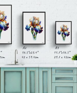 Iris (Fleur-de-lis) Watercolour Painting Style Art Print - Illustration Framed Plant Wall Art 21 Iris (Fleur-de-lis) Watercolour Painting Style Art Print - Illustration Framed Plant Wall Art - Image 8