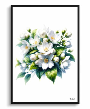 Jasmine (Jasminum officinale) Watercolour Painting Style Art Print - Illustration Framed Plant Wall Art 18 Jasmine (Jasminum officinale) Watercolour Painting Style Art Print - Illustration Framed Plant Wall Art - Image 5
