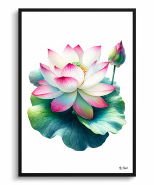 Lotus (Nelumbo nucifera) Watercolour Painting Style Art Print - Illustration Framed Plant Wall Art 18 Lotus (Nelumbo nucifera) Watercolour Painting Style Art Print - Illustration Framed Plant Wall Art - Image 5