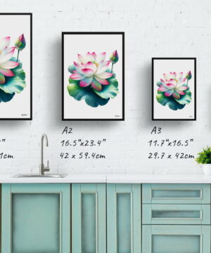 Lotus (Nelumbo nucifera) Watercolour Painting Style Art Print - Illustration Framed Plant Wall Art 21 Lotus (Nelumbo nucifera) Watercolour Painting Style Art Print - Illustration Framed Plant Wall Art - Image 8
