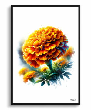 Marigold (Tagetes) Watercolour Painting Style Art Print - Illustration Framed Plant Wall Art 18 Marigold (Tagetes) Watercolour Painting Style Art Print - Illustration Framed Plant Wall Art - Image 5