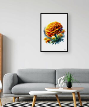 Marigold (Tagetes) Watercolour Painting Style Art Print - Illustration Framed Plant Wall Art 20 Marigold (Tagetes) Watercolour Painting Style Art Print - Illustration Framed Plant Wall Art - Image 7