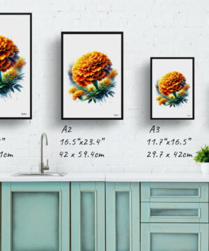 Marigold (Tagetes) Watercolour Painting Style Art Print - Illustration Framed Plant Wall Art 21 Marigold (Tagetes) Watercolour Painting Style Art Print - Illustration Framed Plant Wall Art - Image 8
