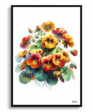 Nasturtiums (Tropaeolum) Watercolour Painting Style Art Print - Illustration Framed Plant Wall Art 18 Nasturtiums (Tropaeolum) Watercolour Painting Style Art Print - Illustration Framed Plant Wall Art - Image 5