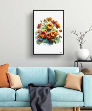 Nasturtiums (Tropaeolum) Watercolour Painting Style Art Print - Illustration Framed Plant Wall Art 23 Nasturtiums (Tropaeolum) Watercolour Painting Style Art Print - Illustration Framed Plant Wall Art - Image 10