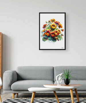 Nasturtiums (Tropaeolum) Watercolour Painting Style Art Print - Illustration Framed Plant Wall Art 24 Nasturtiums (Tropaeolum) Watercolour Painting Style Art Print - Illustration Framed Plant Wall Art - Image 11