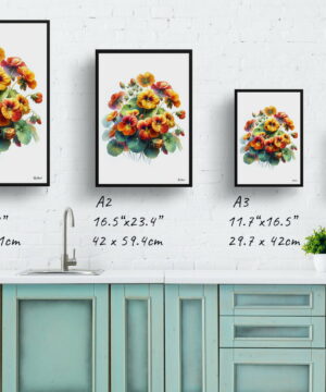 Nasturtiums (Tropaeolum) Watercolour Painting Style Art Print - Illustration Framed Plant Wall Art 25 Nasturtiums (Tropaeolum) Watercolour Painting Style Art Print - Illustration Framed Plant Wall Art - Image 12
