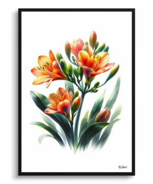 Natal Lily (Clivia) Watercolour Painting Style Art Print - Illustration Framed Plant Wall Art 18 Natal Lily (Clivia) Watercolour Painting Style Art Print - Illustration Framed Plant Wall Art - Image 5