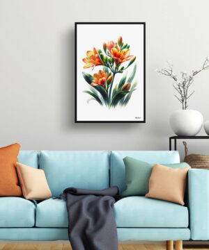 Natal Lily (Clivia) Watercolour Painting Style Art Print - Illustration Framed Plant Wall Art 23 Natal Lily (Clivia) Watercolour Painting Style Art Print - Illustration Framed Plant Wall Art - Image 10