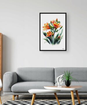 Natal Lily (Clivia) Watercolour Painting Style Art Print - Illustration Framed Plant Wall Art 20 Natal Lily (Clivia) Watercolour Painting Style Art Print - Illustration Framed Plant Wall Art - Image 7