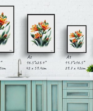Natal Lily (Clivia) Watercolour Painting Style Art Print - Illustration Framed Plant Wall Art 21 Natal Lily (Clivia) Watercolour Painting Style Art Print - Illustration Framed Plant Wall Art - Image 8
