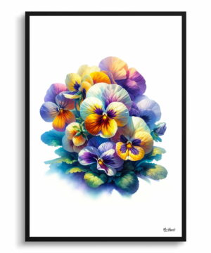 Pansy (Viola x wittrockiana) Watercolour Painting Style Art Print - Illustration Framed Plant Wall Art 22 Pansy (Viola x wittrockiana) Watercolour Painting Style Art Print - Illustration Framed Plant Wall Art - Image 9