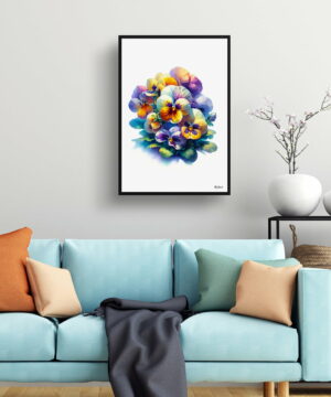 Pansy (Viola x wittrockiana) Watercolour Painting Style Art Print - Illustration Framed Plant Wall Art 23 Pansy (Viola x wittrockiana) Watercolour Painting Style Art Print - Illustration Framed Plant Wall Art - Image 10