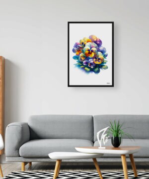 Pansy (Viola x wittrockiana) Watercolour Painting Style Art Print - Illustration Framed Plant Wall Art 24 Pansy (Viola x wittrockiana) Watercolour Painting Style Art Print - Illustration Framed Plant Wall Art - Image 11