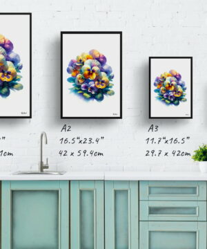 Pansy (Viola x wittrockiana) Watercolour Painting Style Art Print - Illustration Framed Plant Wall Art 21 Pansy (Viola x wittrockiana) Watercolour Painting Style Art Print - Illustration Framed Plant Wall Art - Image 8