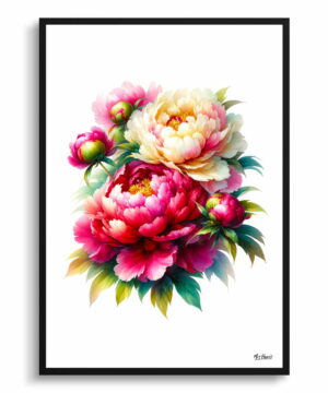 Peony (Paeonia) Watercolour Painting Style Art Print - Illustration Framed Plant Wall Art 18 Peony (Paeonia) Watercolour Painting Style Art Print - Illustration Framed Plant Wall Art - Image 5