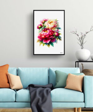 Peony (Paeonia) Watercolour Painting Style Art Print - Illustration Framed Plant Wall Art 19 Peony (Paeonia) Watercolour Painting Style Art Print - Illustration Framed Plant Wall Art - Image 6