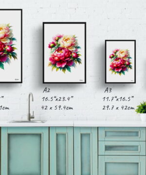 Peony (Paeonia) Watercolour Painting Style Art Print - Illustration Framed Plant Wall Art 25 Peony (Paeonia) Watercolour Painting Style Art Print - Illustration Framed Plant Wall Art - Image 12