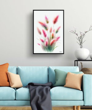 Pink Muhly Grass (Muhlenbergia) Watercolour Painting Style Art Print - Illustration Framed Plant Wall Art 19 Pink Muhly Grass (Muhlenbergia) Watercolour Painting Style Art Print - Illustration Framed Plant Wall Art - Image 6