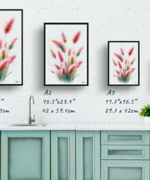 Pink Muhly Grass (Muhlenbergia) Watercolour Painting Style Art Print - Illustration Framed Plant Wall Art 25 Pink Muhly Grass (Muhlenbergia) Watercolour Painting Style Art Print - Illustration Framed Plant Wall Art - Image 12