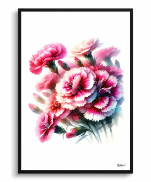 Pinks (Dianthus) Watercolour Painting Style Art Print - Illustration Framed Plant Wall Art 18 Pinks (Dianthus) Watercolour Painting Style Art Print - Illustration Framed Plant Wall Art - Image 5