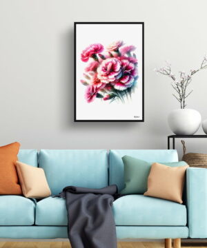 Pinks (Dianthus) Watercolour Painting Style Art Print - Illustration Framed Plant Wall Art 19 Pinks (Dianthus) Watercolour Painting Style Art Print - Illustration Framed Plant Wall Art - Image 6