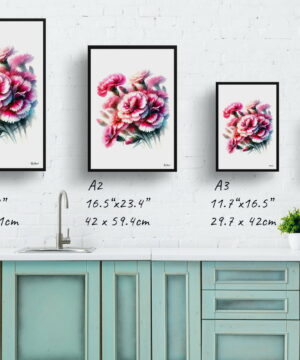 Pinks (Dianthus) Watercolour Painting Style Art Print - Illustration Framed Plant Wall Art 25 Pinks (Dianthus) Watercolour Painting Style Art Print - Illustration Framed Plant Wall Art - Image 12