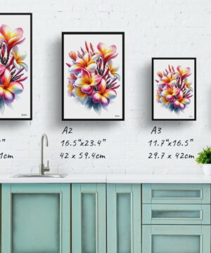 Plumeria (Frangipani) Watercolour Painting Style Art Print - Illustration Framed Plant Wall Art 21 Plumeria (Frangipani) Watercolour Painting Style Art Print - Illustration Framed Plant Wall Art - Image 8