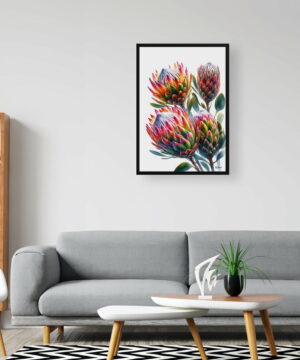 Proteas (Sugarbushes) Watercolour Painting Style Art Print - Illustration Framed Plant Wall Art 20 Proteas (Sugarbushes) Watercolour Painting Style Art Print - Illustration Framed Plant Wall Art - Image 7