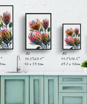 Proteas (Sugarbushes) Watercolour Painting Style Art Print - Illustration Framed Plant Wall Art 25 Proteas (Sugarbushes) Watercolour Painting Style Art Print - Illustration Framed Plant Wall Art - Image 12
