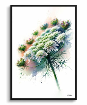 Queen Anne's lace (Daucus carota) Watercolour Painting Style Art Print - Illustration Framed Plant Wall Art 18 Queen Anne's lace (Daucus carota) Watercolour Painting Style Art Print - Illustration Framed Plant Wall Art - Image 5